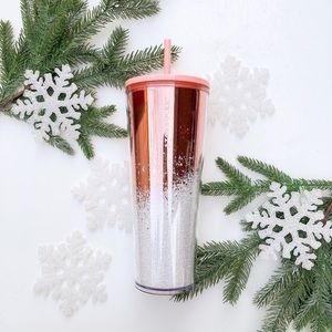 Starbucks Rose Gold Glitter Snow Tumbler • 2019